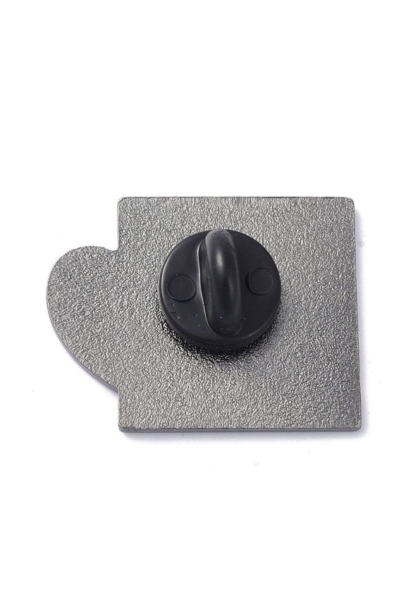 10 pc Alloy Enamel Cup Brooches with Enamel Pin Word Coffee White 21.5x27.5x11mm