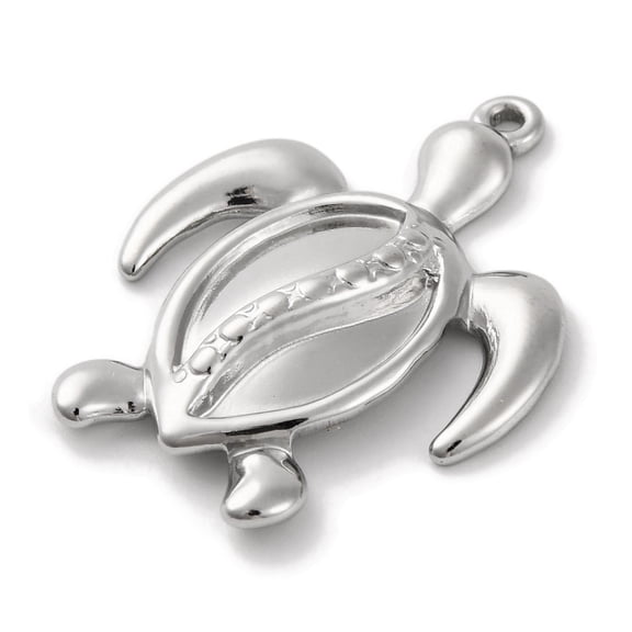 10 pc Anti-Tarnish 304 Stainless Steel Pendants Sea Turtle Charm Stainless Steel color 30x24x4mm Hole: 1.5mm