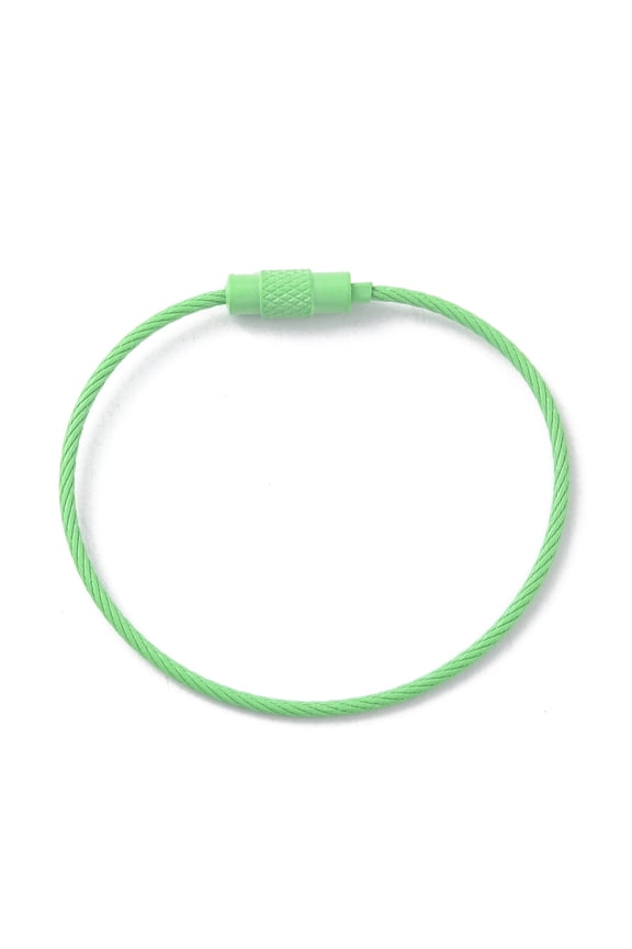 10 pc Baking Paint Stainless Steel Cable Wire Keychain with Screw Clasps Pale Green 15.2x0.15cm