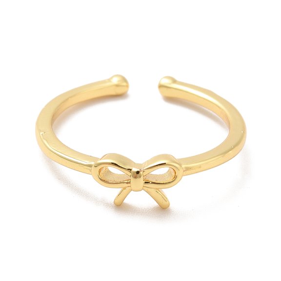 10 pc Brass Bowknot Open Cuff Ring for Women Cadmium Free Nickel Free Lead Free Real 18K golden Plated US Size 6 1/2(16.9mm)