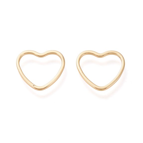 10 pc Brass Linking Ring Long-Lasting Plated Heart Real 18K golden Plated 14x15.2x1mm Inner Diameter: 11x13mm