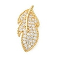 thumbnail image 1 of 10 pc Brass Micro Pave Clear Cubic Zirconia Fold Over Clasps Cadmium Free & Nickel Free & Lead Free Leaf Real 18K Gold Plated 23.5x11x8.5mm, 1 of 3