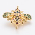 thumbnail image 1 of 10 pc Brass Micro Pave Cubic Zirconia Links Insect Colorful Golden 15.5x17x2.5mm Hole: 1.2mm, 1 of 2