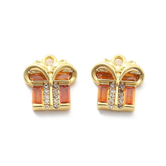 10 pc Brass Micro Pave Cubic Zirconia Pendants Gift Charms Real 18K golden Plated 11x10x4mm Hole: 1.2mm