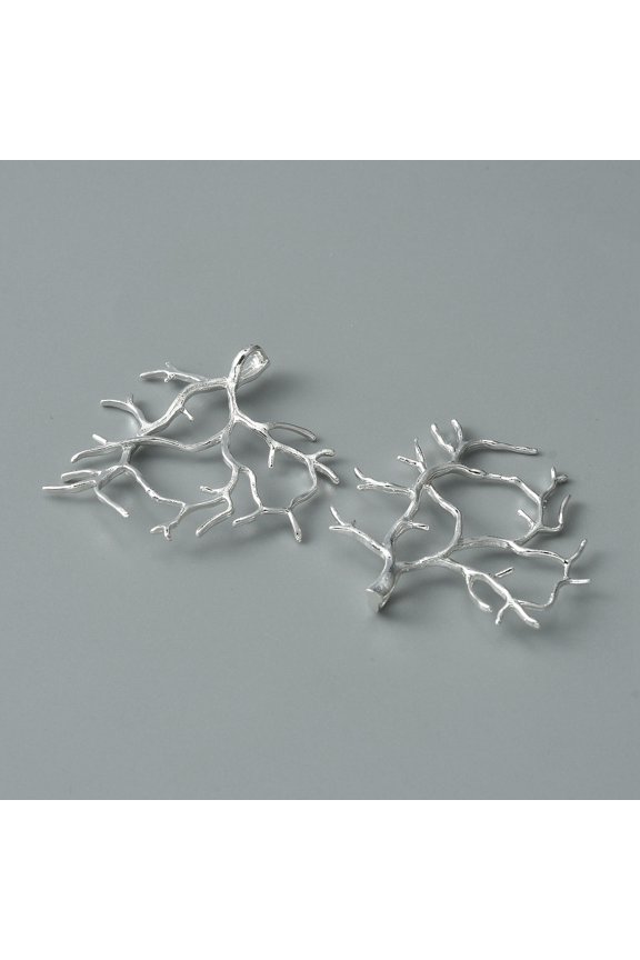 10 pc Brass Pendants Branch Charm Silver 35x33x2mm Hole: 2x3mm