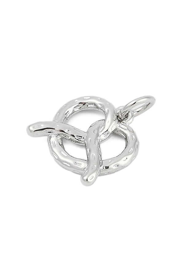 10 pc Brass Pendants Pretzel Charms Cadmium Free & Lead Free Long-Lasting Plated Rack Plating with Jump Ring Platinum 12x12x2.5mm Hole: 3mm