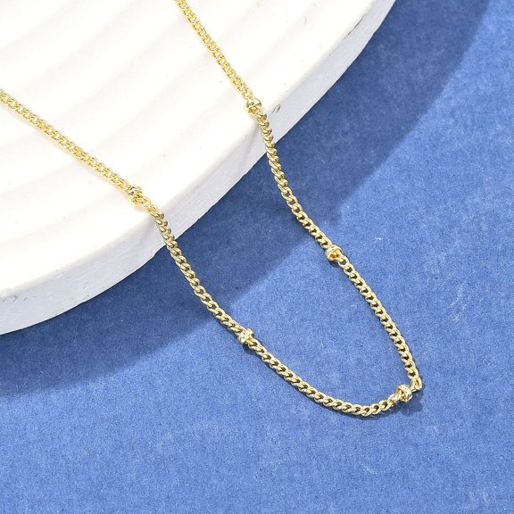 10 pc Brass Satellite Chains Necklace for Women Cadmium Free Lead Free Real 18K golden Plated 17.44 inch(44.3cm)