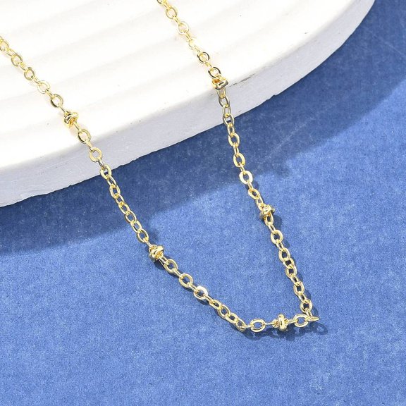 10 pc Brass Satellite Chains Necklace for Women Cadmium Free Lead Free Real 18K golden Plated 18.11 inch(46cm)
