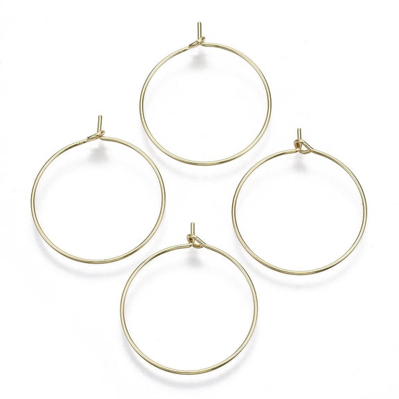 10 pc Brass Wine Glass Charms Rings Hoop Earring Findings DIY Material for Basketball Wives Hoop Earrings Nickel Free Real 18K Gold Plated 29x25x0.7mm 21 Gauge