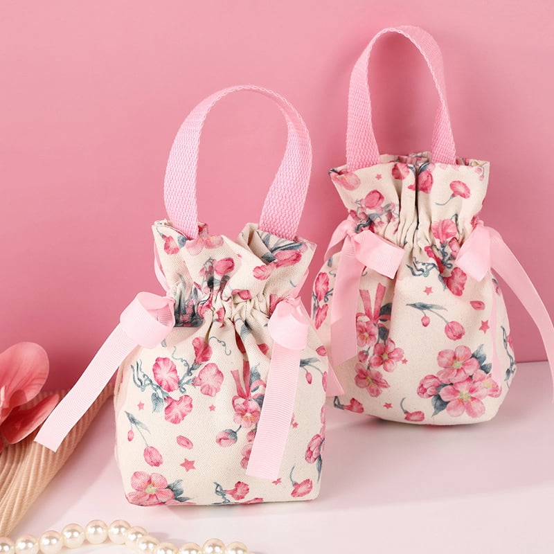 10 pc Cloth Flower Print Drawstring Pouches Candy Gift Tote Bags 10 pc Cloth Flower Print Drawstring Pouches Candy Gift Tote Bags