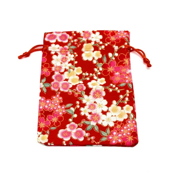 10 pc Cotton and Linen Cloth Packing Pouches Drawstring bag Rectangle with Pattern FireBrick 14x10x0.3cm