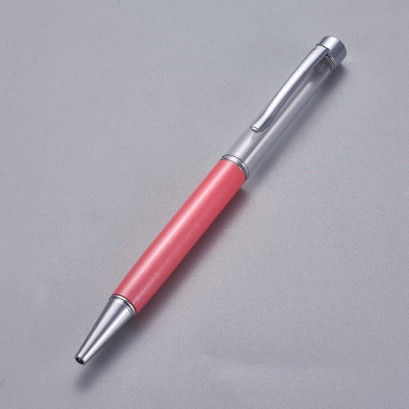 10 pc Creative Empty Tube Ballpoint Pens with Black Ink Pen Refill Inside for DIY Glitter Epoxy Resin Ballpoint Pen Herbarium Pen Making Silver Light Coral 140x10mm