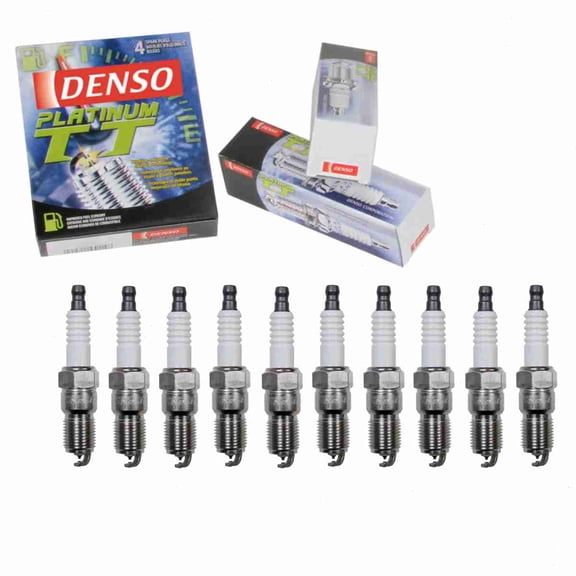 10 pc DENSO Platinum TT Spark Plugs compatible with Ford Excursion 6.8L V10 2000-2005