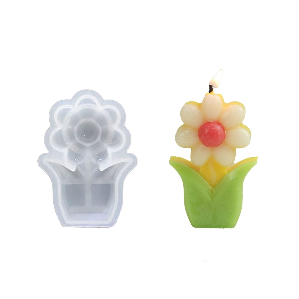 10 pc DIY Candle Silicone Molds for Candle Making Flower White 9x6.4x2.3cmDIY