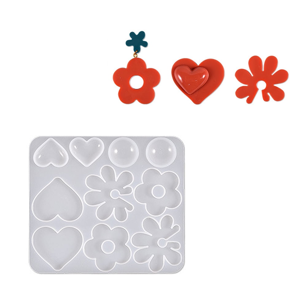 10 pc DIY Irregular Shape Pendant Silicone Molds Resin Casting Molds for UV Resin Epoxy Resin Jewelry Making Heart/Flower White 113x127x5mm Inner Diameter: 23.5~45x23.5~41mm Silicone