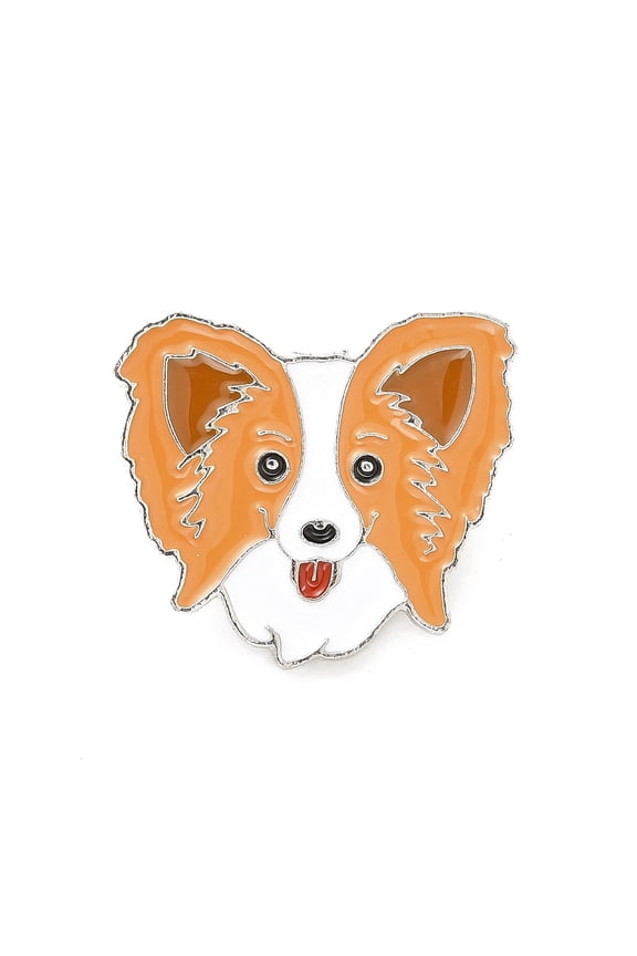 10 pc Dog Enamel Pin with Brass Butterfly Clutches Alloy Badge for Backpack Clothing Papillon 24x27.5x10mm Pin: 1.1mm