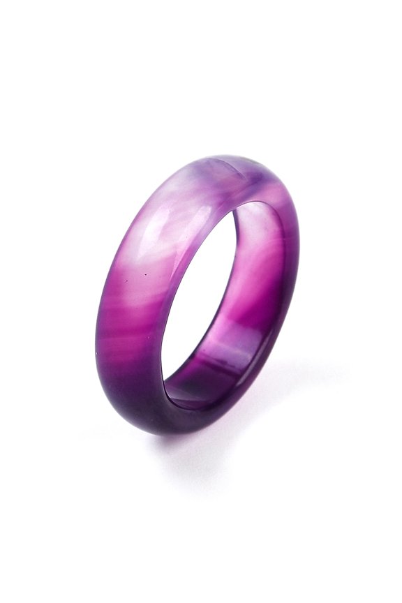 10 pc Dyed & Heated Natural Striped Agate/Banded Agate Finger Rings for Women Purple 5.5mm Inner Diameter: 17~17.5mm
