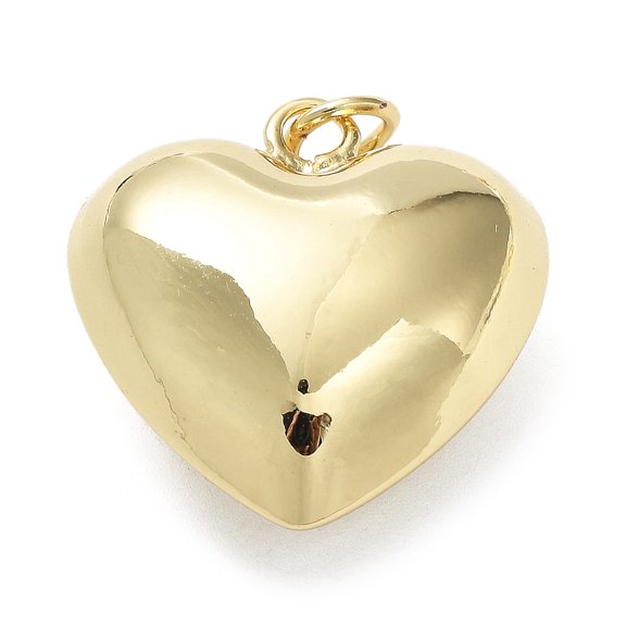 10 pc Eco-Friendly Brass Pendants Cadmium Free Lead Free with Jump Ring Heart Charm Real 18K golden Plated 26.5x25x13mm