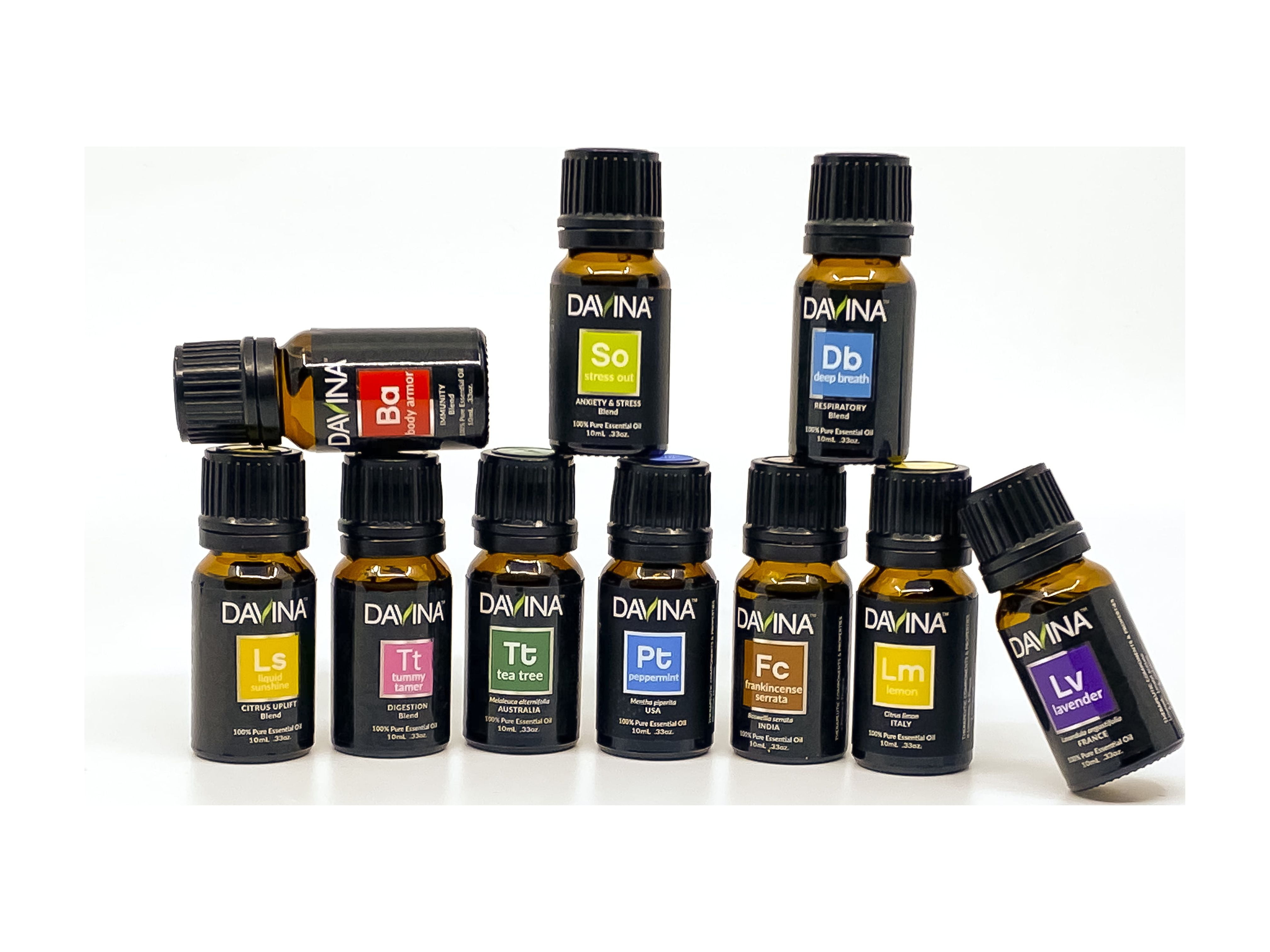 10 pc Essential Oil Set, 5 Favorite Blends & Singles 100 Pure