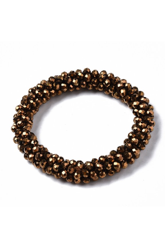 10 pc Faceted Electroplate Glass Beads Stretch Bracelets Torsade Bracelets Rondelle Dark Goldenrod Inner Diameter: 2 inch(5cm)