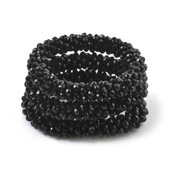 10 pc Faceted Opaque Glass Beads Stretch Bracelets Torsade Bracelets Random color Rope Rondelle Black Inner Diameter: 2 inch(5cm)