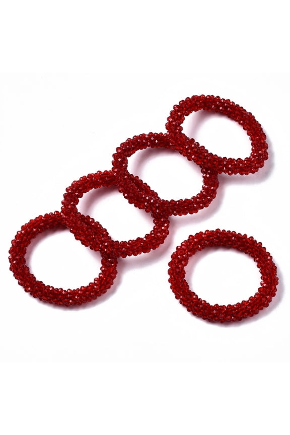 10 pc Faceted Transparent Glass Beads Stretch Bracelets Torsade Bracelets Rondelle Red Inner Diameter: 2 inch(5cm)