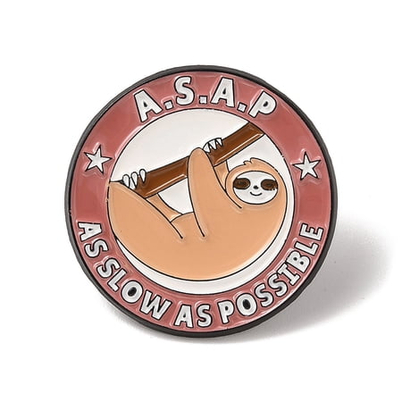 10 pc Flat Round Enamel Pins Black Alloy Brooches for Backpack Clothes Sloth 30.5x1.5mm