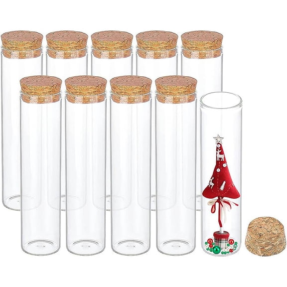 10 pc Glass Test Tube with Wooden Stopper Clear 3x12.9cm Capacity: 60ml(2.02 fl. oz)DIY