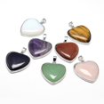 thumbnail image 1 of 10 pc Heart Platinum Plated Brass Natural Mixed Stone Pendants Cadmium Free Lead Free 36x31x7mm Hole: 4x8mm, 1 of 2