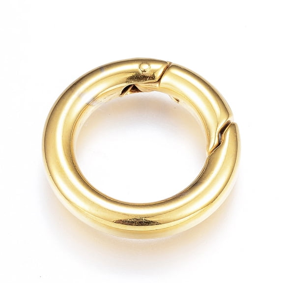 10 pc Ion Plating(IP) 201 Stainless Steel Spring Gate Rings O Rings Ring Real 18K Gold Plated 20.5x3.5mm Inner Diameter: 13mm
