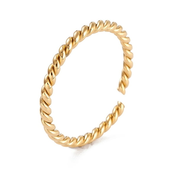 10 pc Ion Plating(IP) 304 Stainless Steel Cuff Rings Open Ring Twist Golden 2mm Inner Diameter: 17mm
