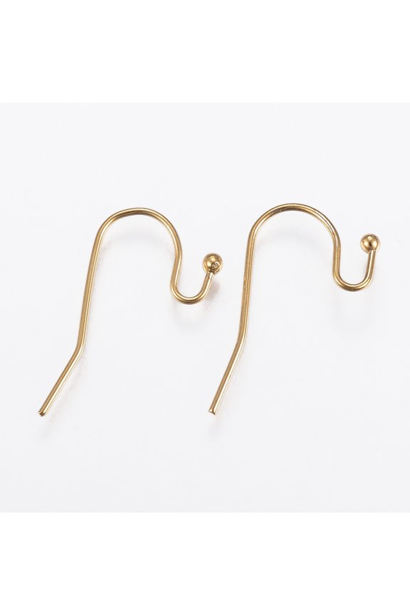 10 pc Ion Plating(IP) 304 Stainless Steel Earring Hooks Real 18K Gold Plated 21x12x2mm Pin: 0.8mm