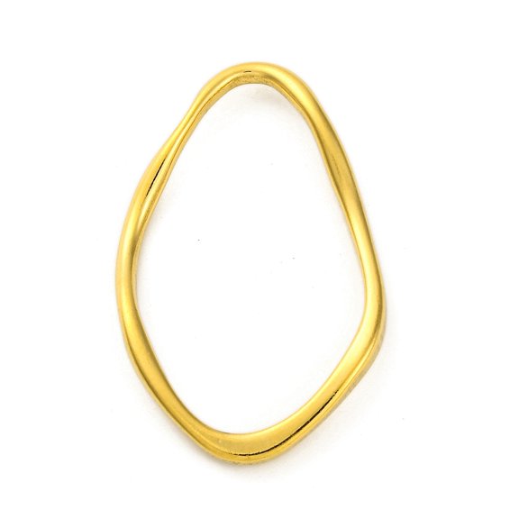 10 pc Ion Plating(IP) 304 Stainless Steel Linking Rings Textured Oval Real 18K golden Plated 45.5x28.5x5mm