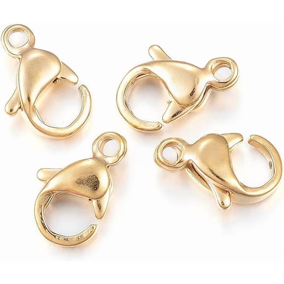 10 pc Ion Plating(IP) 304 Stainless Steel Lobster Claw Clasps Parrot Trigger Clasps Real 18K Gold Plated 9x6x3mm Hole: 1.2mm for Handmade