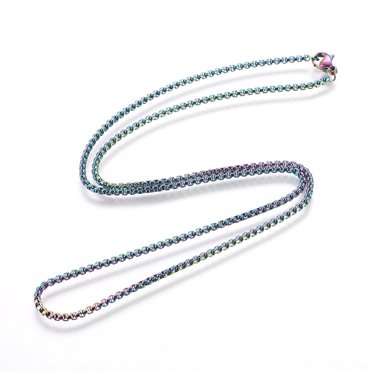 304 Stainless Steel Box Chain Necklace - Black, Rose Gold, Or Silver - 23.62'' P386