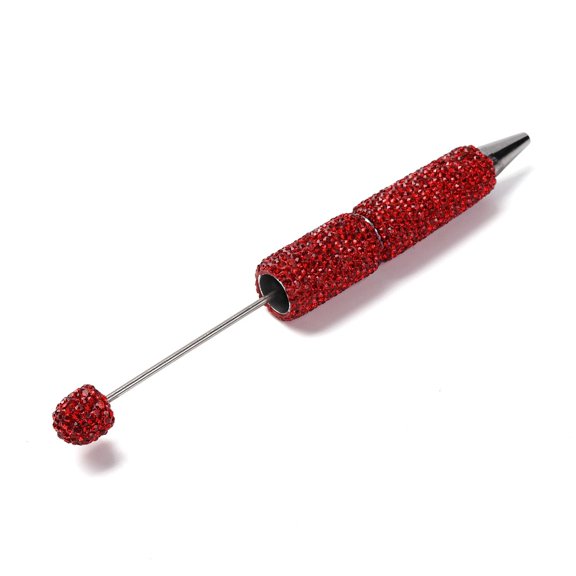 10 pc Iron Beadable Pen Ball-Point Pen with Polymer Clay Rhinestone for DIY Personalized Pen with Jewelry Beads Fuchsia 145x15mm