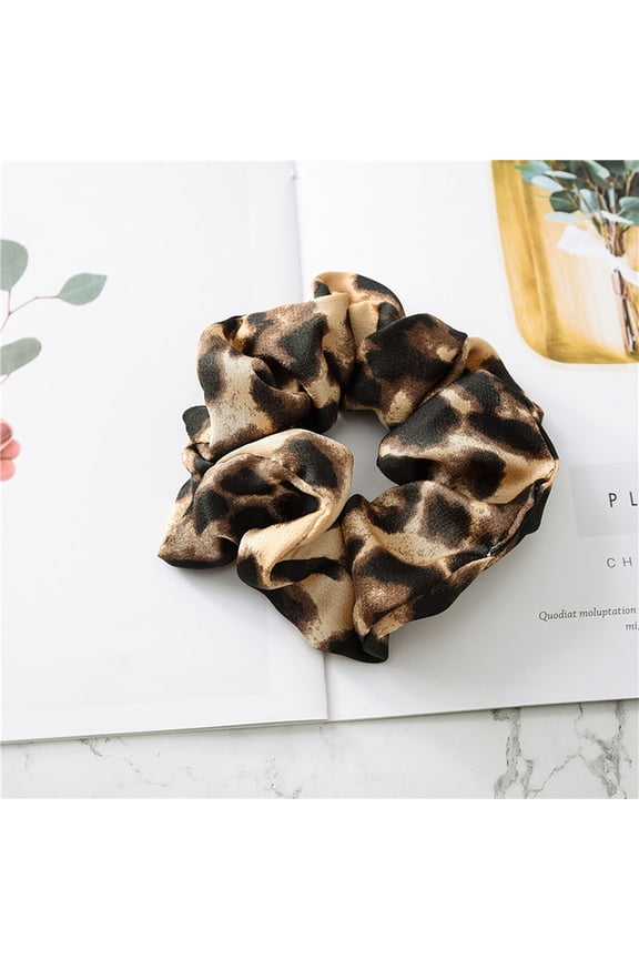 10 pc Leopard Print Pattern Cloth Elastic Hair Accessories for Girls or Women Scrunchie/Scrunchy Hair Ties Old Lace 120mm