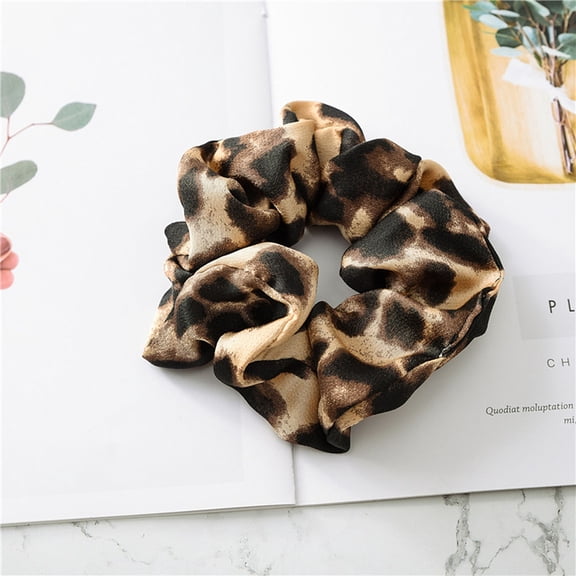 10 pc Leopard Print Pattern Cloth Elastic Hair Accessories for Girls or Women Scrunchie/Scrunchy Hair Ties Old Lace 120mm