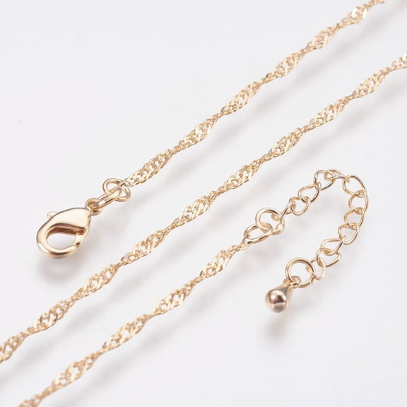 10 pc Long-Lasting Plated Brass Chain Necklaces with Lobster Claw Clasp Nickel Free Real 18K Gold Plated 18.1 inch (46cm) 1.5mm