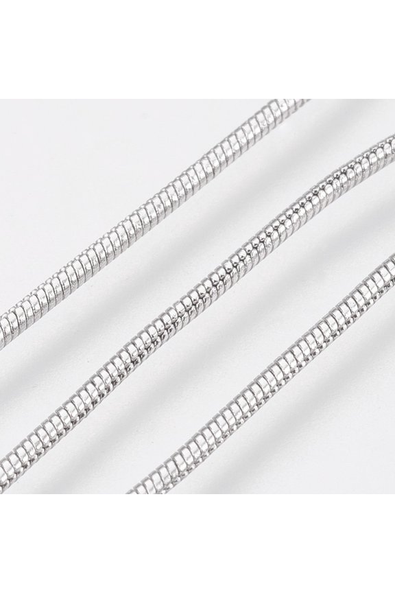 10 pc Long-Lasting Plated Brass Snake Chain Necklaces with Lobster Claw Clasp Nickel Free Real Platinum Plated 18.1 inch (46cm) 1mm