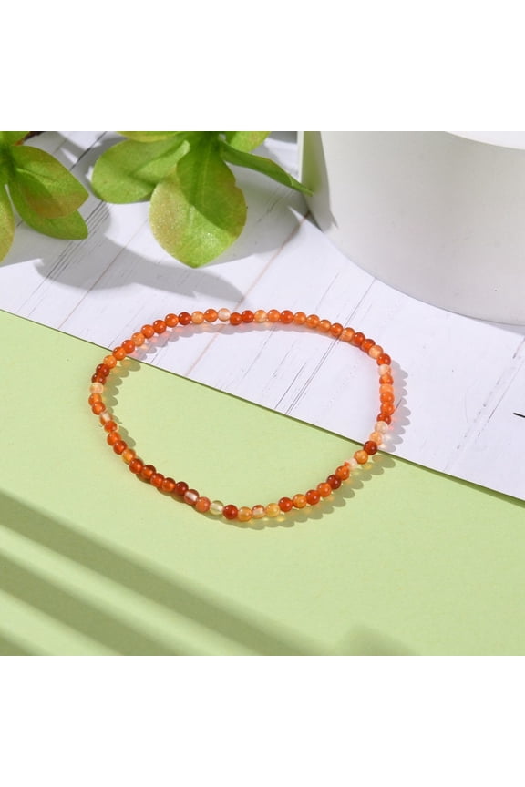 10 pc Mini Natural Carnelian Beaded Stretch Bracelets for Women Girls Inner Diameter: 2-1/8 inch(5.4cm)