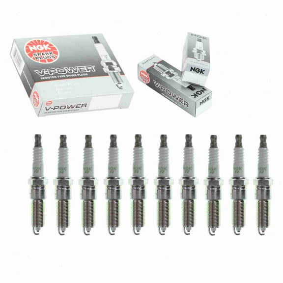 10 pc NGK 5306 V-Power Spark Plugs for 443 443C2 570 570C2 6711 7994 E3.66 RE14MCC4 RE16MC S2LZTR4A11 SOLZTR4A11 Ignition Wire Secondary Fits select: 2003-2008 DODGE RAM 1500