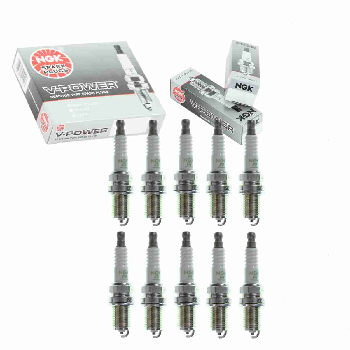 10 pc NGK 6953 V-Power Spark Plugs for 0000-18-BP01 09482-00566 12599-6771-6 1765234 1835270T 1844168T 1Y09 21025103 22401 55Y15 22401-50Y05 2240155Y75 22401KA210 2430 2FR3LS6 3130 3924 4002 41-627