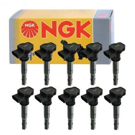 10 pc NGK Ignition Coils compatible with Audi R8 5.2L V10 2012