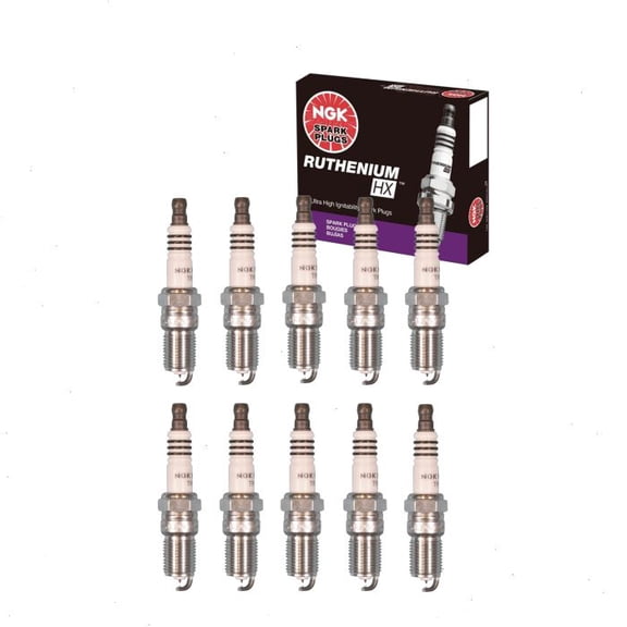 10 pc NGK Ruthenium HX Spark Plugs compatible with Ford E-350 Super Duty 6.8L V10 1999-2019