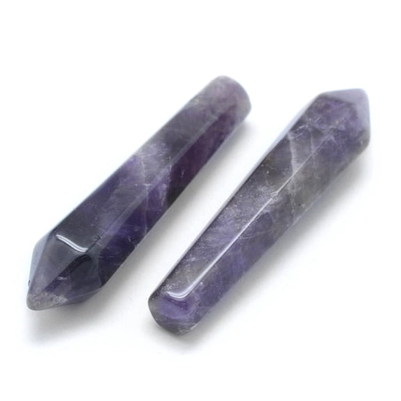 10 pc Natural Amethyst Pointed Beads Healing Stones Reiki Energy Balancing Meditation Therapy Wand Bullet Undrilled/No Hole Beads 50.5x10x10mm