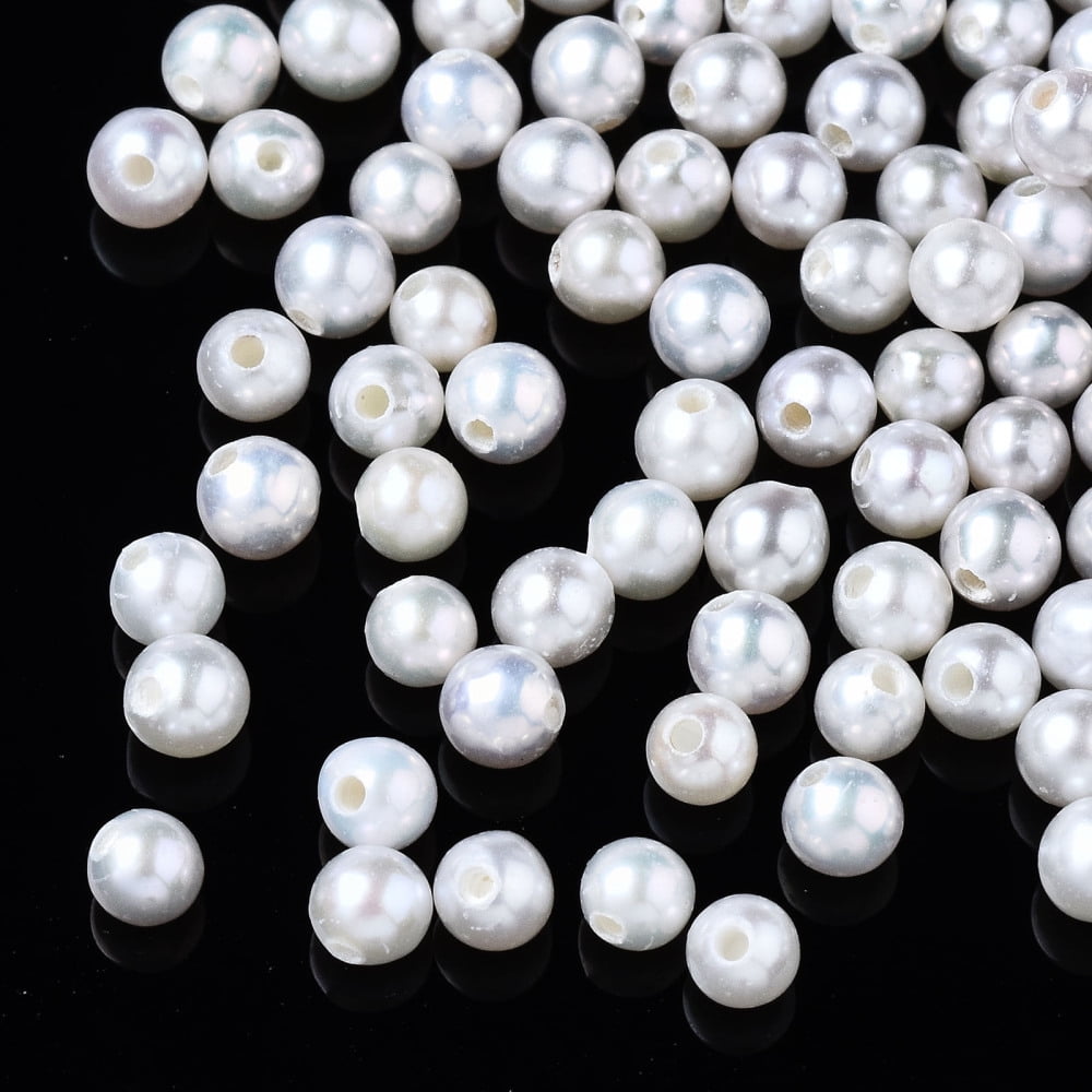 10 pc Natural Cultured Freshwater Pearl Beads Half Drilled Round White 2.5~3mm Hole: 0.8mmDIY