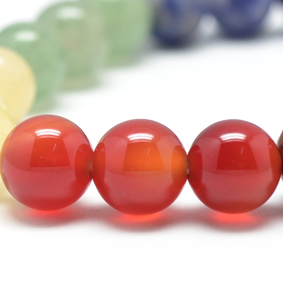 10 pc Natural Gemstone Stretch Bracelets Round Mixed color 1-5/8 inch~1-3/4 inch(42~45mm)
