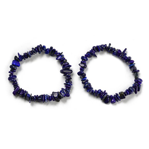 10 pc Natural Lazuli Chip Beaded Stretch Bracelet Inner Diameter: 2~2-1/8 inch(5~5.5cm)
