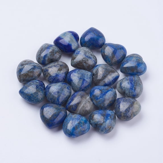 10 pc Natural Lazuli Heart Love Stones Pocket Palm Stones for Reiki Balancing 15~15.5x15x10mm